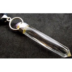 Fancy Cut Clear Quartz Gemstone with Amethyst Pendant